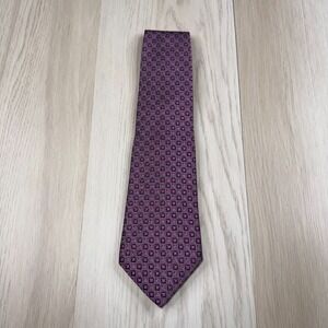 Paul Stuart Mens Purple Hand Made Geometric Square Patola Silk Necktie One Size